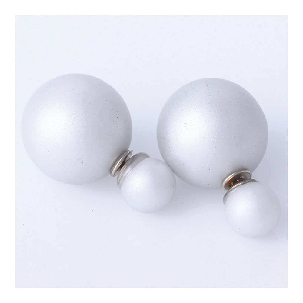 Champagne Bubble Two-sided Pearl Ear Studs    grey white - Mega Save Wholesale & Retail - 1
