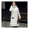 Winter Super Long Down Coat Woman Thick Slim Hooded   white   M - Mega Save Wholesale & Retail - 2