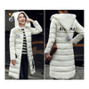 Winter Super Long Down Coat Woman Thick Slim Hooded   white   M - Mega Save Wholesale & Retail - 3