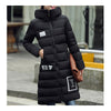 Winter Super Long Down Coat Woman Thick Slim Hooded   black   M - Mega Save Wholesale & Retail - 2