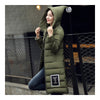 Winter Super Long Down Coat Woman Thick Slim Hooded   army green   M - Mega Save Wholesale & Retail - 1