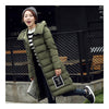 Winter Super Long Down Coat Woman Thick Slim Hooded   army green   M - Mega Save Wholesale & Retail - 2