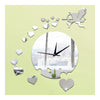 Creative Home Decoration Sticking Wall Clock Love Heart Cupid Mirror   silver - Mega Save Wholesale & Retail