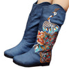 Peacock Vintage Beijing Cloth Shoes Embroidered Boots blue - Mega Save Wholesale & Retail - 1