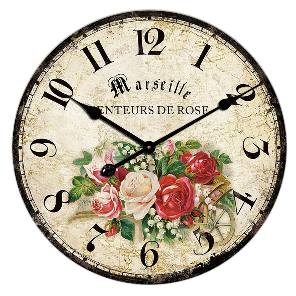 Hang Wall Clock Wooden Sildent Quartz  R - Mega Save Wholesale & Retail