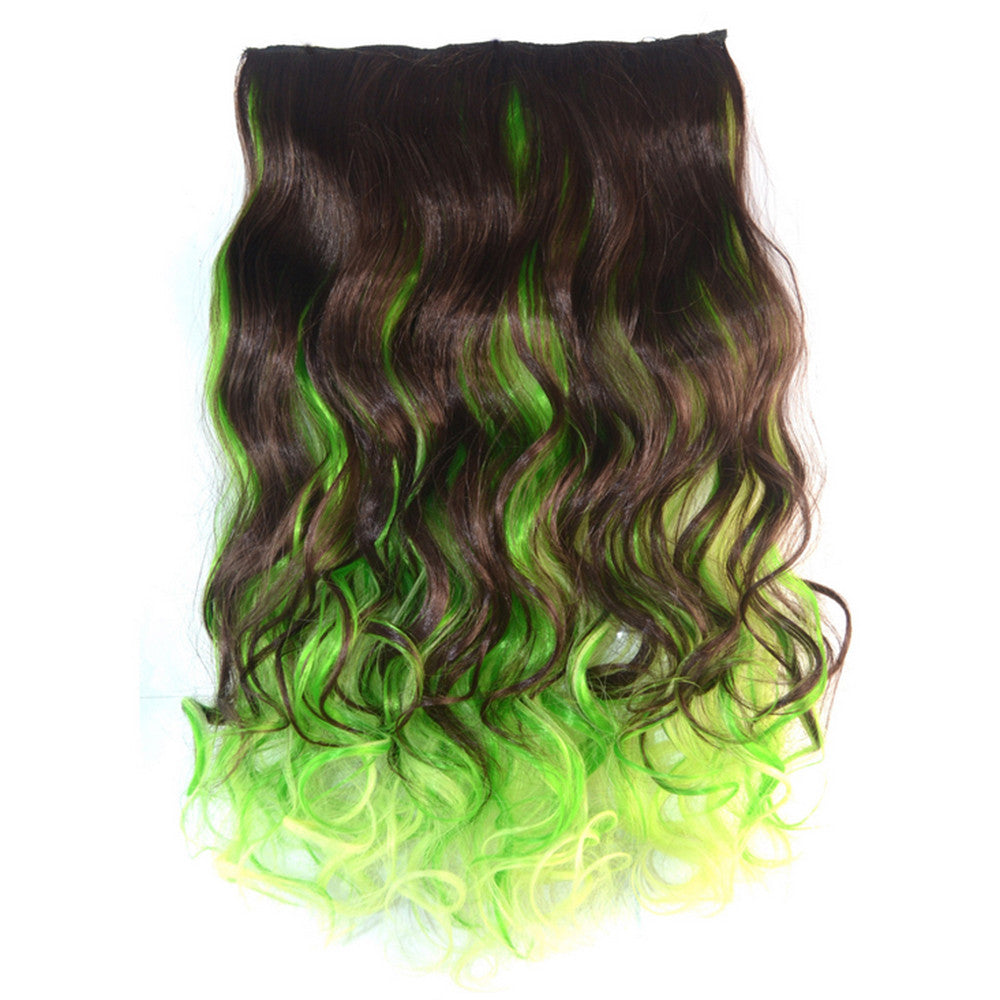 5 Cards Wig Piece Hair Extension Highlights    dark brown bright yellow bleach and dye