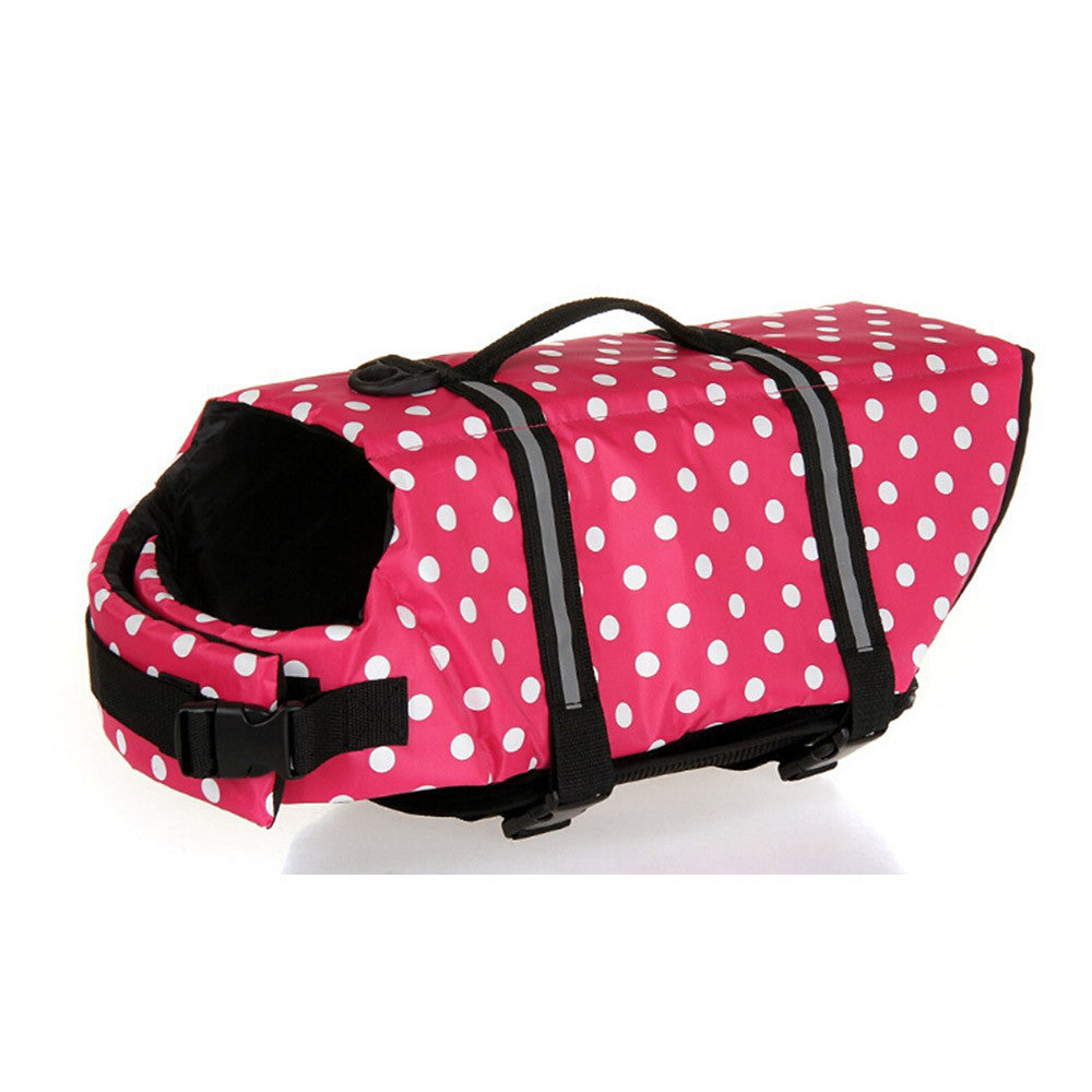 Dog life Jacket Safer Vest Swimming Jacket Flotation Float life Jacket Pink Point XXS - Mega Save Wholesale & Retail