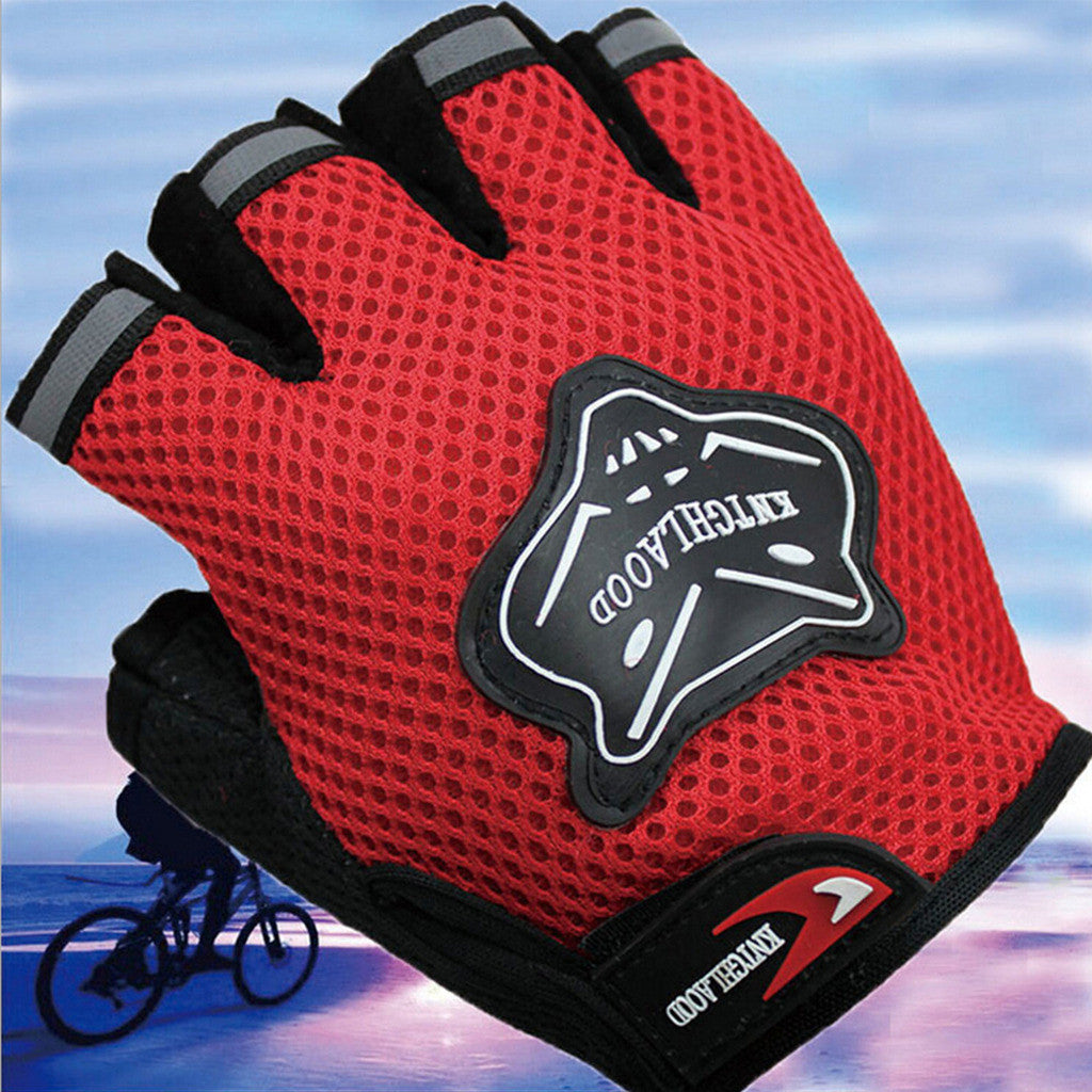 Outdoor Sports Fingerless Breathable Cycling Gloves Bike Bicycle Half Finger Gloves Red - Mega Save Wholesale & Retail - 1