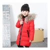 Child Winter Warm Middle Long Down Coat Racoon Fur Collar   red   110cm - Mega Save Wholesale & Retail - 1