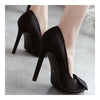 Suede Pointed Low-cut Bowknot Thin High Heel Thin Shoes   balck - Mega Save Wholesale & Retail - 3