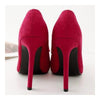 Suede Pointed Low-cut Bowknot Thin High Heel Thin Shoes  red - Mega Save Wholesale & Retail - 3