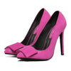 Suede Pointed Low-cut Bowknot Thin High Heel Thin Shoes   rose red - Mega Save Wholesale & Retail - 1