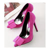 Suede Pointed Low-cut Bowknot Thin High Heel Thin Shoes   rose red - Mega Save Wholesale & Retail - 2