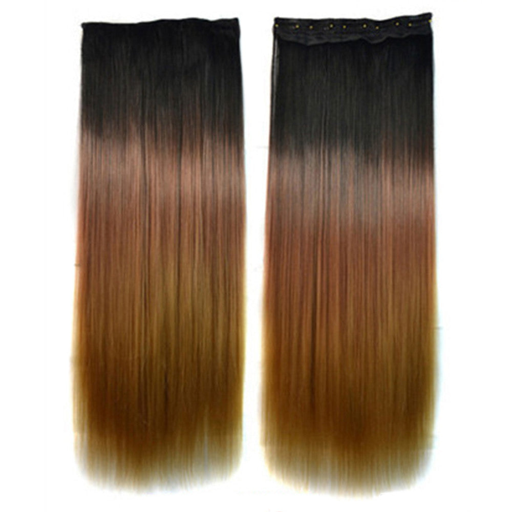 5 Cards Hair Extension 3 Colors Gradient Ramp Wig black dark brown light brown
