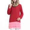 Chiffon Muslim Splicing Short Dress Long Sleeve All-match   red - Mega Save Wholesale & Retail - 1