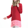 Chiffon Muslim Splicing Short Dress Long Sleeve All-match   red - Mega Save Wholesale & Retail - 2