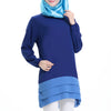 Chiffon Muslim Splicing Short Dress Long Sleeve All-match   sapphire blue - Mega Save Wholesale & Retail - 1