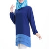 Chiffon Muslim Splicing Short Dress Long Sleeve All-match   sapphire blue - Mega Save Wholesale & Retail - 2