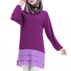 Chiffon Muslim Splicing Short Dress Long Sleeve All-match  purple - Mega Save Wholesale & Retail - 1