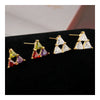 Triangle Ear Studs 18K Gold Galvanized Austrian Zircon   white - Mega Save Wholesale & Retail - 4