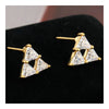 Triangle Ear Studs 18K Gold Galvanized Austrian Zircon   white - Mega Save Wholesale & Retail - 2