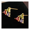 Triangle Ear Studs 18K Gold Galvanized Austrian Zircon   colorful - Mega Save Wholesale & Retail - 2