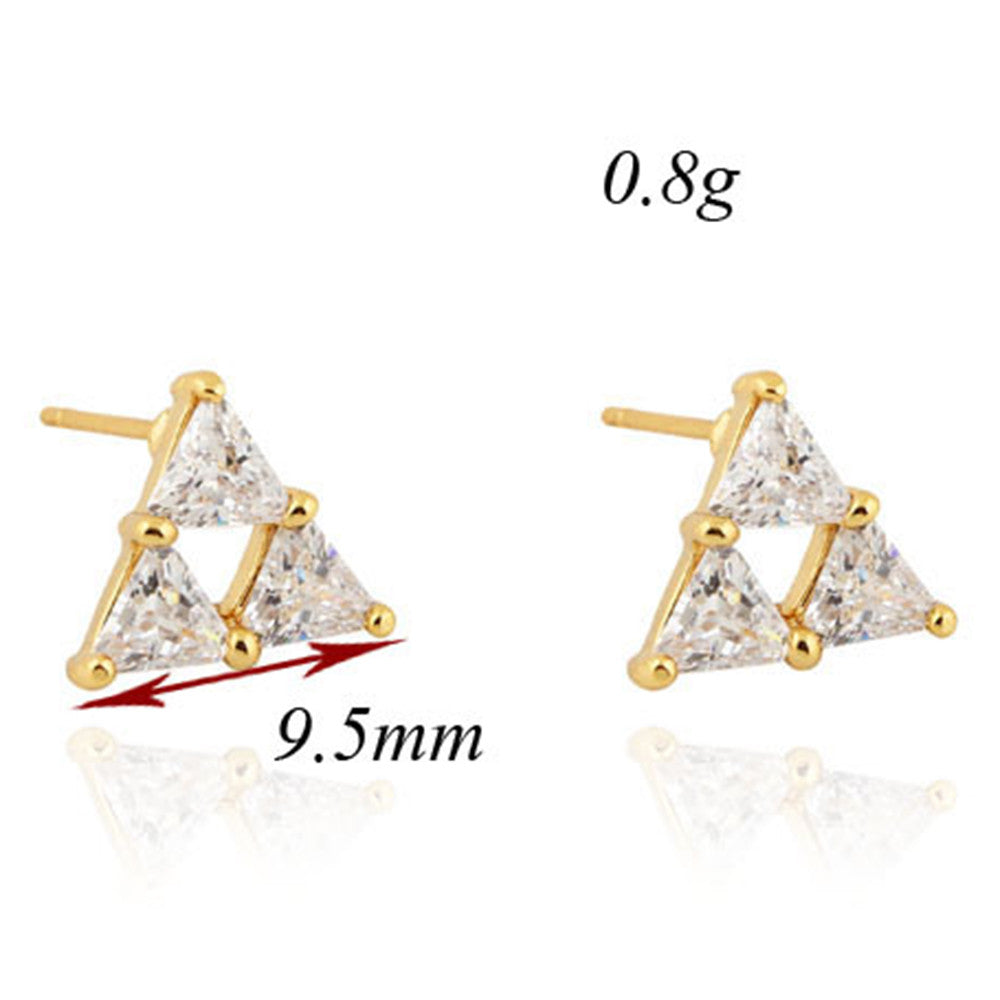Triangle Ear Studs 18K Gold Galvanized Austrian Zircon   colorful - Mega Save Wholesale & Retail - 3