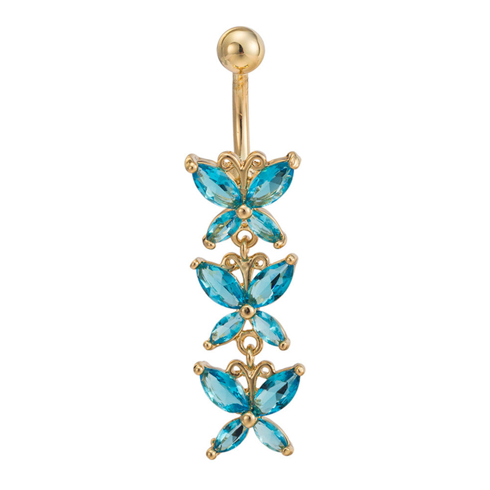 Butterfly Shape Navel Ring   gold plated blue zircon - Mega Save Wholesale & Retail - 1