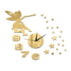 Wall Clock Mirror Living Room Angle Star Silent   golden - Mega Save Wholesale & Retail