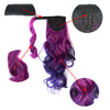 Colorful Gradient Ramp Mgic Tape Wig Horsetail     MST black to wine red