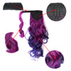 Colorful Gradient Ramp Mgic Tape Wig Horsetail     MST black to cherry pink