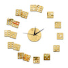 Living Room Wall Clock Mirror DIY Creative Dice    golden - Mega Save Wholesale & Retail