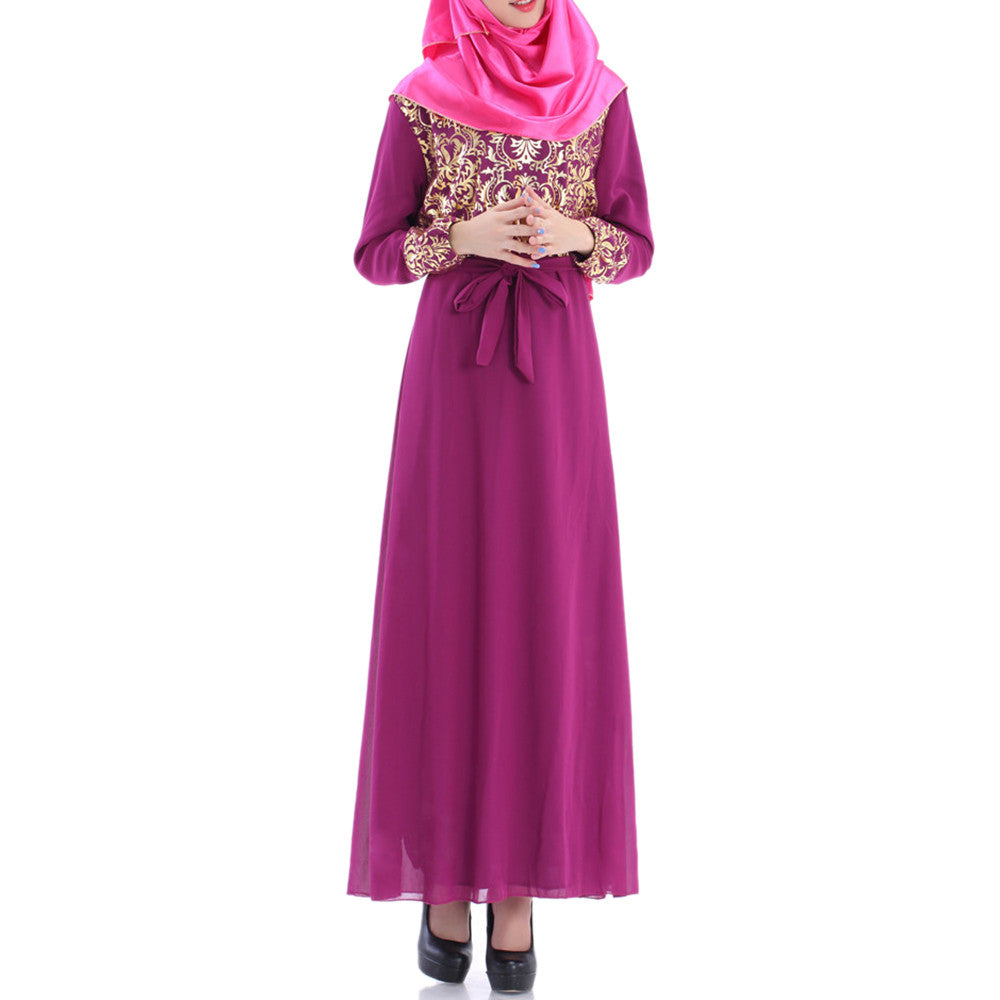 Muslim Long Dress Chiffon Vintage Sunday Clothes   purple - Mega Save Wholesale & Retail - 1