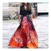 Vintage Printing Middle Long Dress V Neck   S - Mega Save Wholesale & Retail - 2