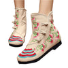 Vintage Beijing Cloth Shoes Embroidered Boots beige - Mega Save Wholesale & Retail - 1