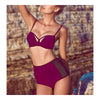 High Waist Swimwear Swimsuit Women Bikini Push-Ups   dark purple  S - Mega Save Wholesale & Retail - 1
