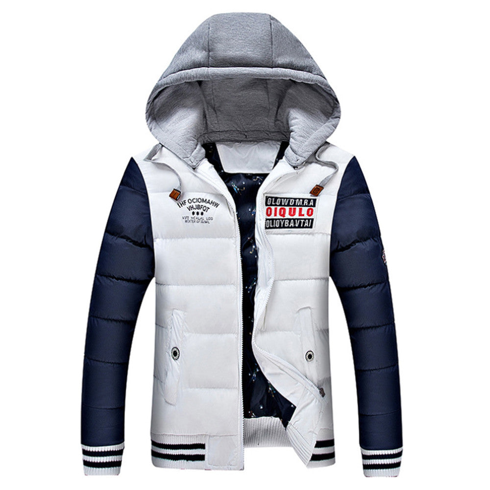 Man Cotton Coat Slim Thick Warm Fashion   white   S - Mega Save Wholesale & Retail - 1