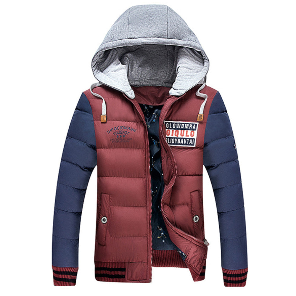 Man Cotton Coat Slim Thick Warm Fashion   wine red   S - Mega Save Wholesale & Retail - 1