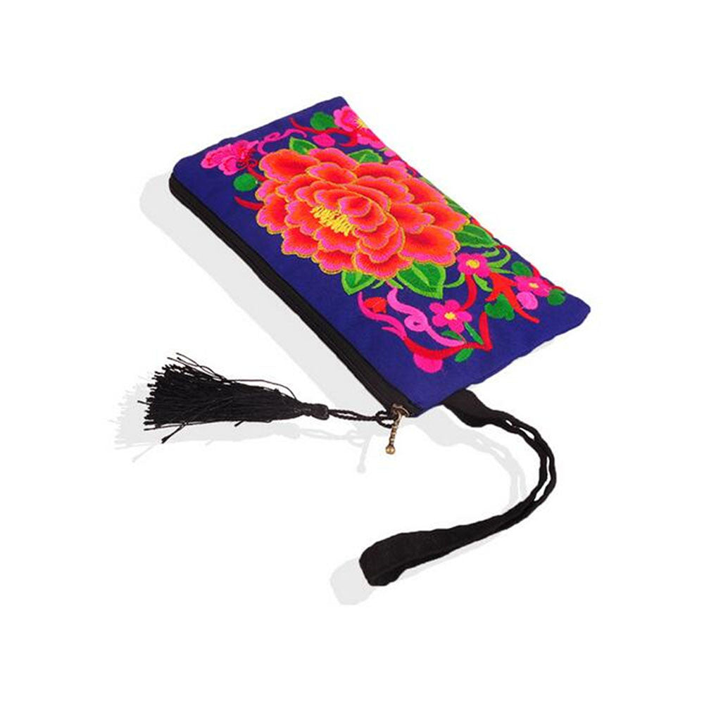 Yunnan Embroidery Woman's Bag Handbag Comestic Bag Coin Case Embroidery Handbag (Big Size)   dark blue - Mega Save Wholesale & Retail - 1