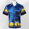 Hot Men Aloha Shirt Hawaiian Cruise Tropical Luau Beach Hawaiian Party Palm Deep sea blue L normal version - Mega Save Wholesale & Retail - 2