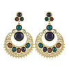 Ethnic Colorful Alloy diamond crescent earrings   COFFEE+BLUE - Mega Save Wholesale & Retail - 1