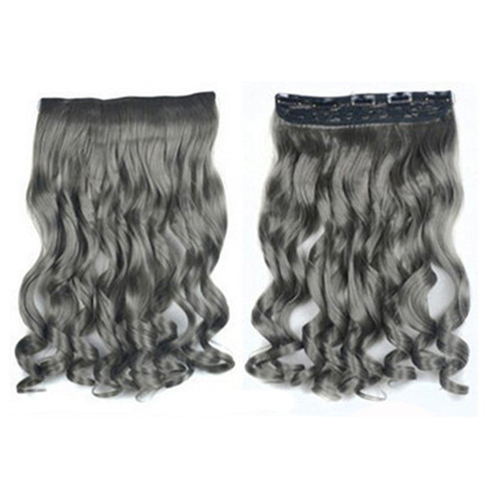 Granny Grey Hair Extension Invisible Five Cards    dark granny grey curled