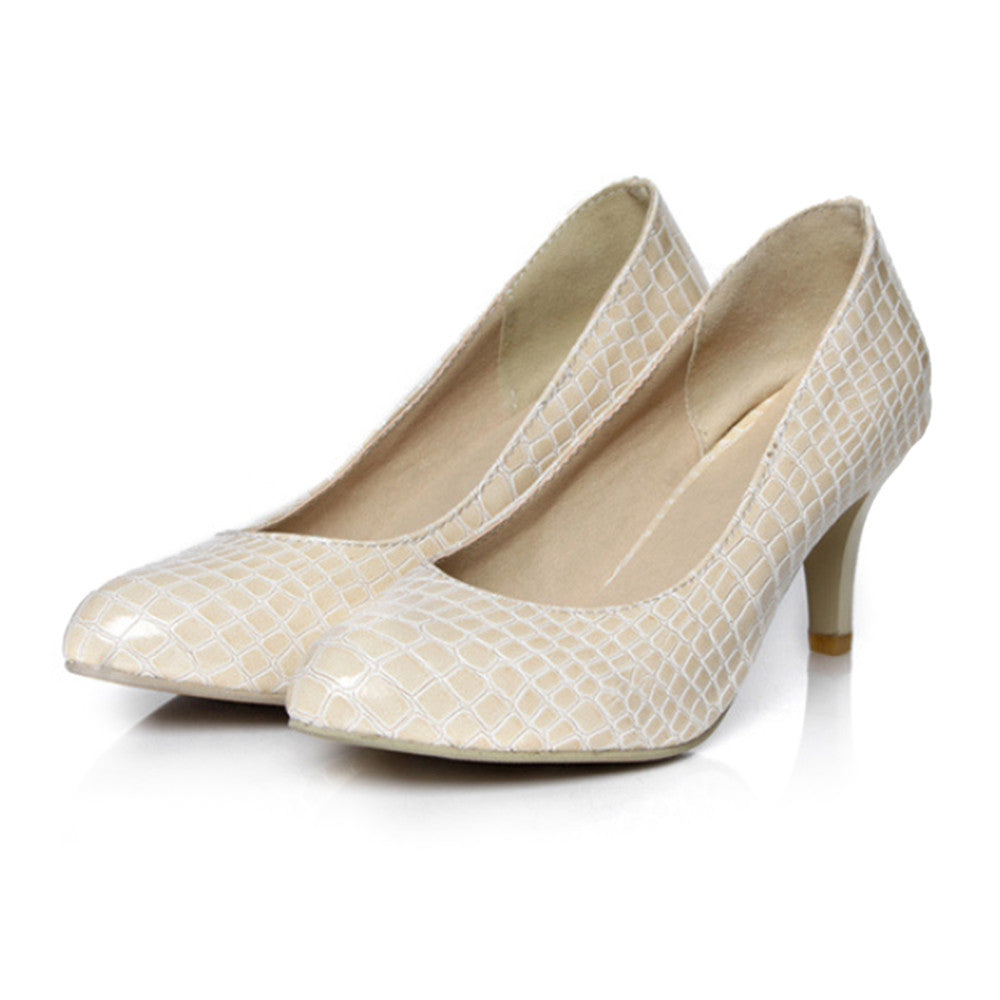 Knurling PU Low-cut Thin Shoes Plus Size  beige - Mega Save Wholesale & Retail - 1