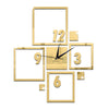 DIY Wall Clock 3D Creative Living Room Silent Mirror   golden - Mega Save Wholesale & Retail