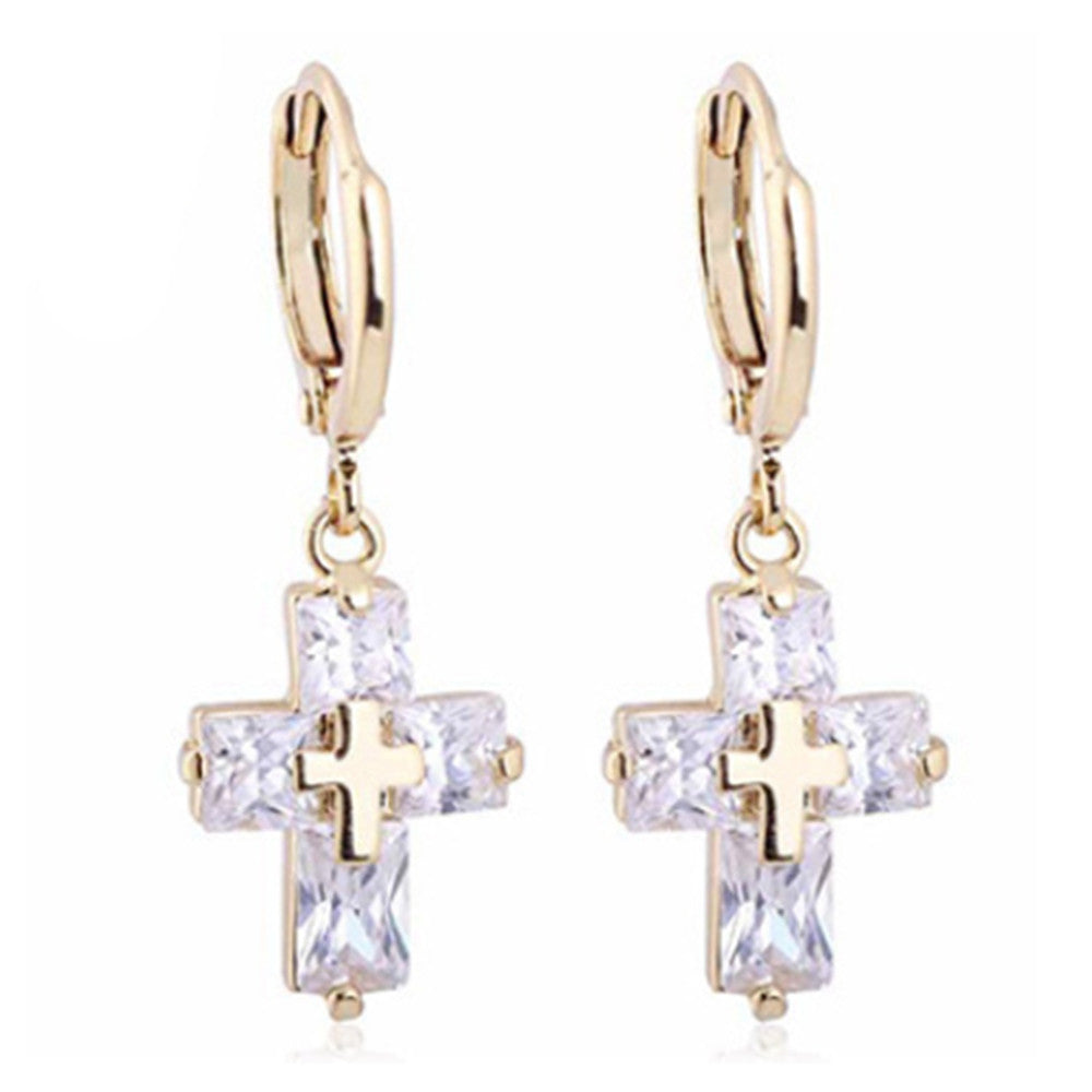 18K Gold Galvanized Zircon Earrings - Mega Save Wholesale & Retail - 1