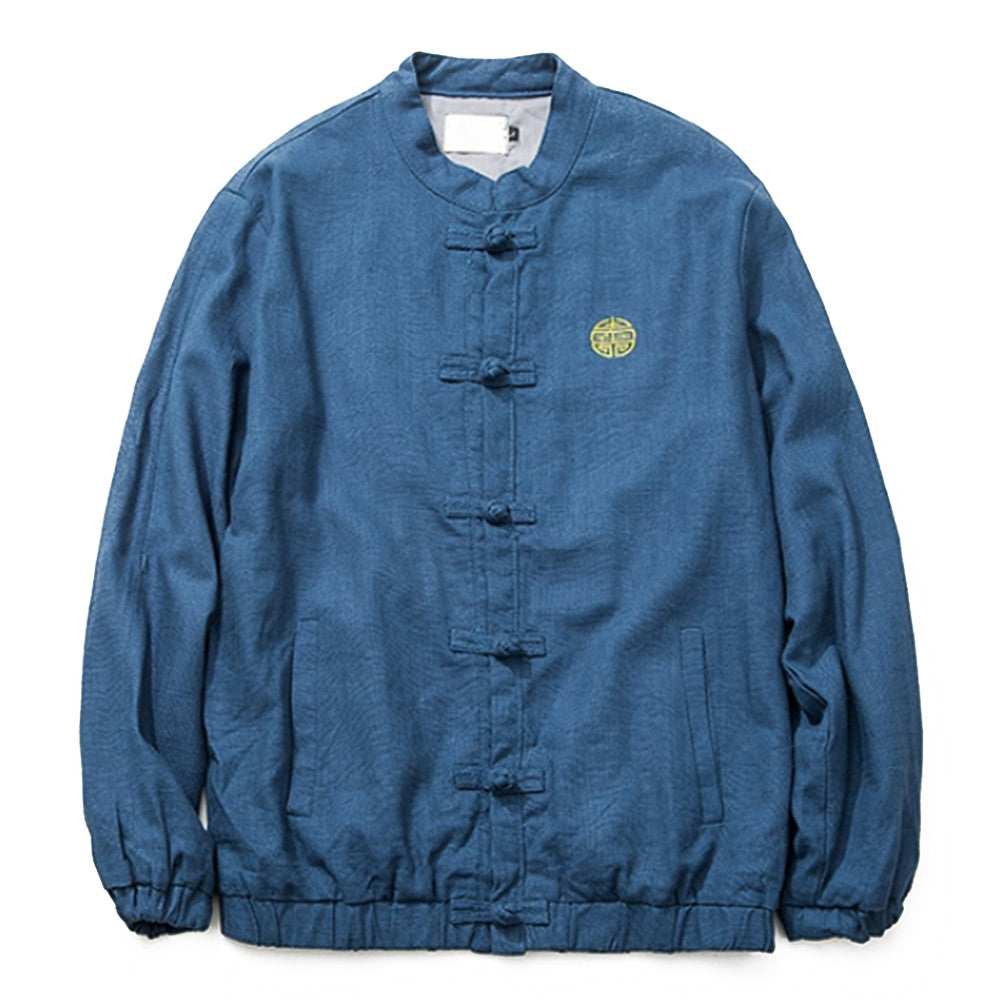 Vintage Single-breasted Flax Man Plus Size Coat   lake blue   M - Mega Save Wholesale & Retail - 1