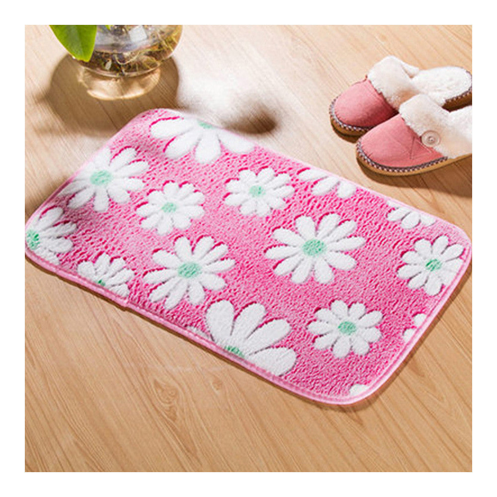 Thick Coral Fleece Ground Floor Foot Door Mat white chrysanthemum - Mega Save Wholesale & Retail - 1