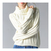 Solid Color High Collar Knitwear Sweater  white   S - Mega Save Wholesale & Retail - 1