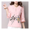 Han Chinese Clothing Improved Cotton&Flax Top Wear   pink   M - Mega Save Wholesale & Retail - 1