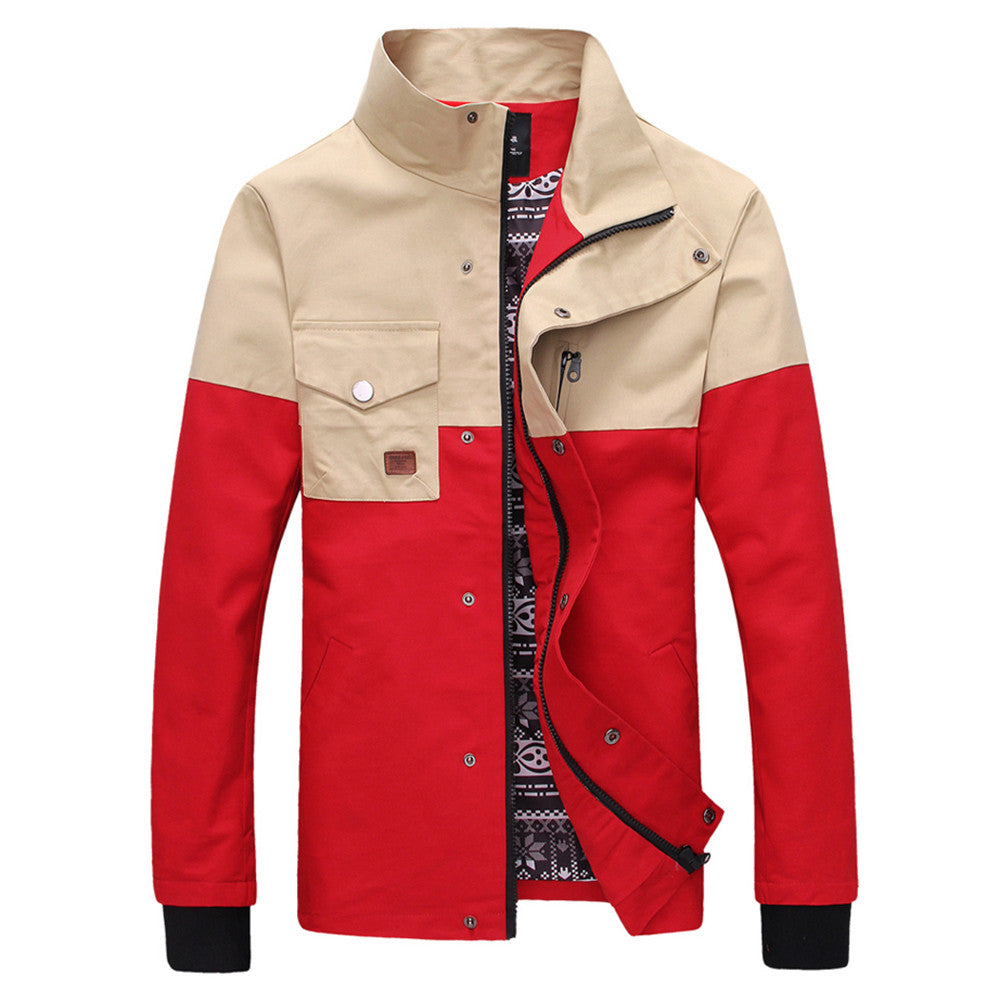 Slim Man Jacket Coat Motley Pocket Business   red    M - Mega Save Wholesale & Retail - 1